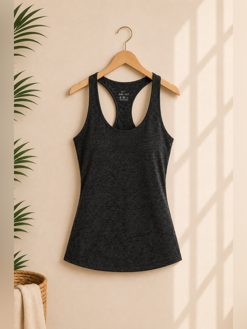 Nike Gray Fitted Cut Out Sleeveless Tank Top